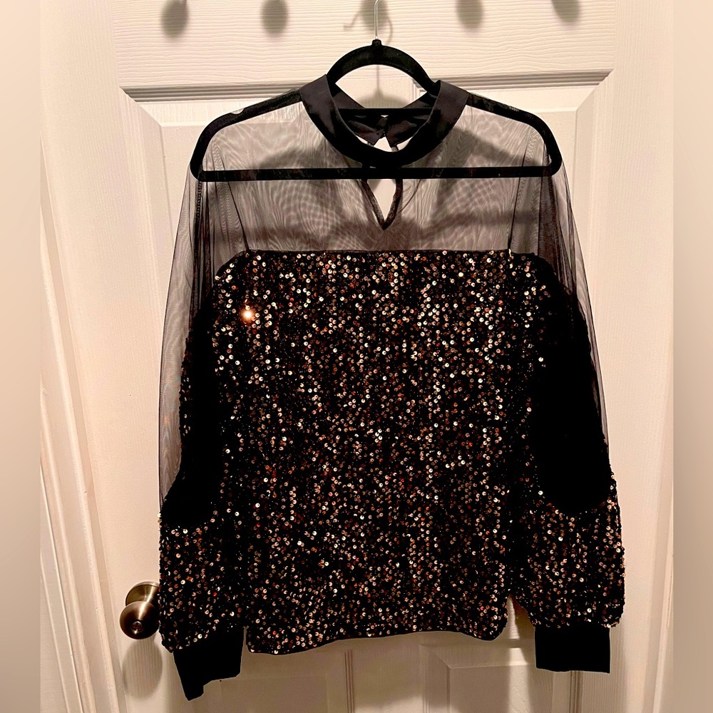 Sequin sheer top